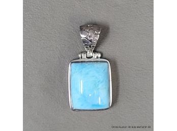 Sterling Silver And Blue Stone Hinged Pendant 10 Grams