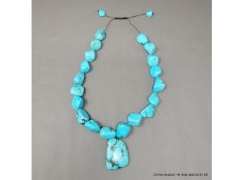 Chunky Turquoise Beaded Necklace 254 Grams