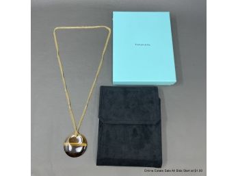 Tiffany & Co. Elsa Peretti Collection Necklace 18K Yellow Gold Carved & Round Tiger's Eye Quartz
