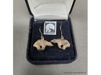 Sterling Silver Polar Bear Pierced Earrings Made By L & Hunter 7 Grams