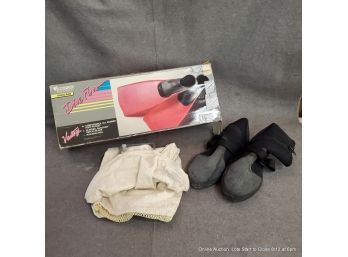 Swim Fins (sizes 11-13) Booties (size 12), Fin Bag