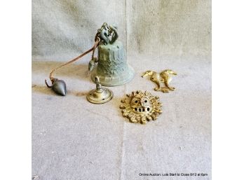 Cast Bronze Bell, Lion Plaque, Sea Horse Plaques, Ceiling Hook