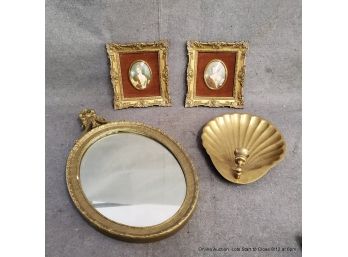 Lot Of Gold Toned Decorative Items