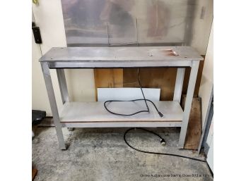 Custom-built Aluminum Work Bench With Power Strip Attached To The Underside Of The Top With Feet Levelers