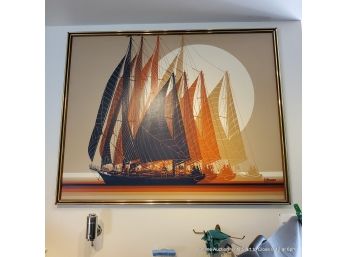 Sailing Ship Acrylic On Canvas By Letterman