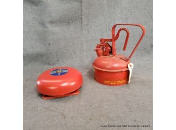 Eagle Brand 1/4 Gallon Gas Can & Vintage Fire Alarm Bell By Pyrotechtonics