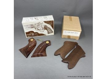 Lot Of Two Handgun Handle Grips For Luger And Colt Single Action In Original Boxes