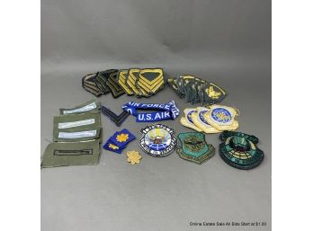 Large Lot Of Military Uniform Patches And Pin