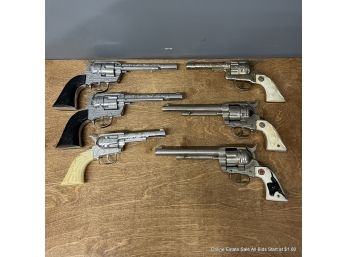 Lot Of Six Replica Revolver Toy Cap Guns Including Hubley