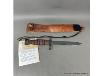 Camillus Bayonet Knife With Leather Sheath