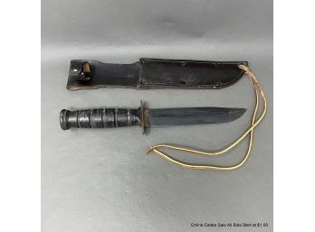 Camillus Marine Corps Fighting Knife With Leather Sheath