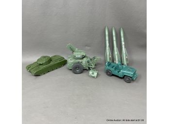 Lot Of Assorted Molded Plastic Military Vehicles And Missiles