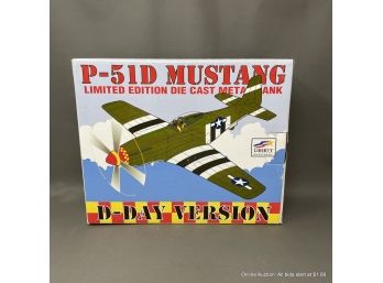 P-51D Mustang Limited Edition Die Cast Metal Bank D-day Version New In Box