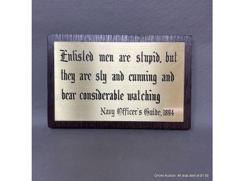 Navy Officer's Guide 1894 Quote Small Plaque