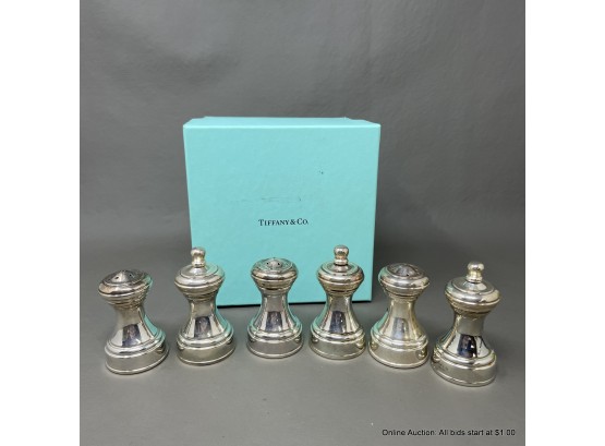 Three Pairs Of Tiffany & Co. Salt Shakers And Pepper Grinders