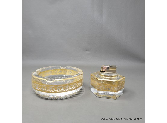 St. Louis Gold Thistle Ashtray And Lighter