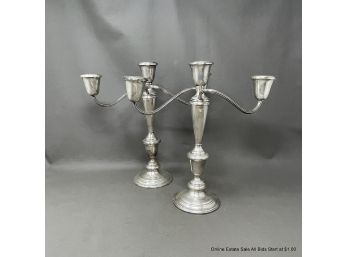 Pair Of Friedlander And Sons Weighted Sterling Silver Candelabras