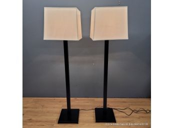 Two Modern Black Steel Floor Lamps (Local Pick Up Or UPS Store Ship Only)