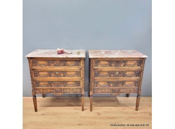 Pair Of Marble Top Nightstands Made In Belgium (Local Pickup Only)
