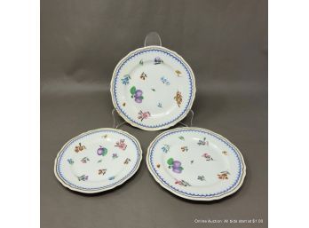 Three Richard Ginori Porcelain Plates Plums Two Sizes