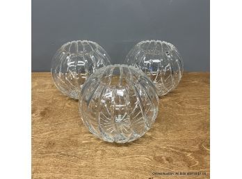 Three Crystal Globe Vases Or Votives (local Pickup Or UPS Store Ship Only)
