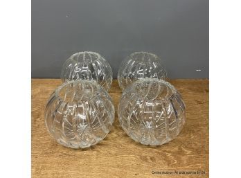 Four Crystal Globe Vases Or Votives (Local Pickup Or UPS Store Ship Only)