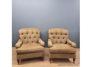Pair Of Upholstered Reclining Lounge Chairs
