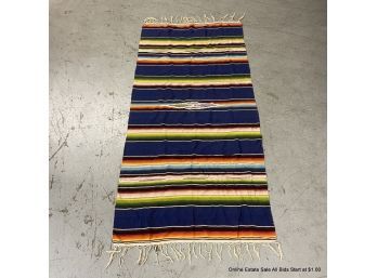 Vintage Mexican Woven Cotton Rug
