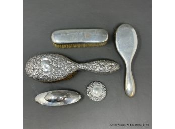 Assorted Sterling Silver Dresser Brushes & Nail Buff