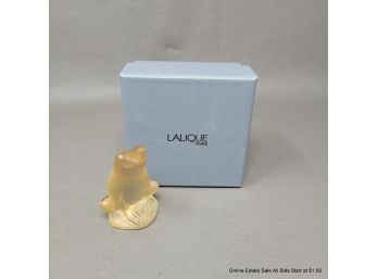 Lalique Rainette Crystal Frog In Original Box