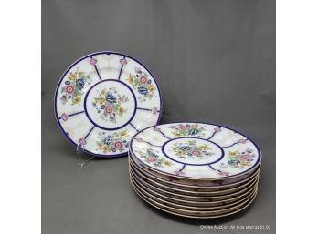 Nine (9) C. Ahrenfeldt Porcelain, Cobalt & Gilt Plates (local Pick-up Or UPS Store Shipping)