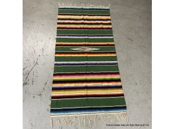 Vintage Mexican Woven Cotton Rug