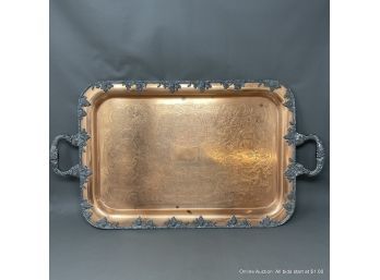 Academy Silver On Copper Handled Tray
