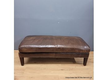 Distressed Brown Leather Bench (Local Pickup Only)