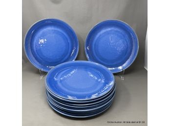13 Blue Plastic Rustic Look Outdoor Plates