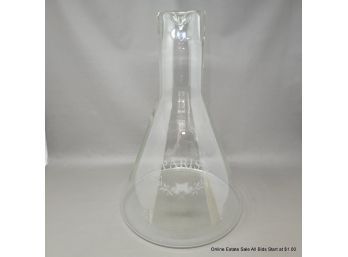 Large Glass Erlenmeyer Flask With Etched Paris Wreath