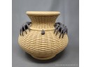 Fine Chinese Signed Yixing Basket Shaped Vase With Crabs & Snail - With Box