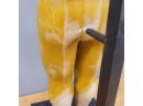 Large 19th Century Indian Painted Alabaster Statue Custom Steel Stand (Local Pick Up Or UPS Store Ship Only)