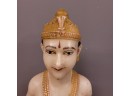 Large 19th Century Indian Painted Alabaster Statue Custom Steel Stand (Local Pick Up Or UPS Store Ship Only)