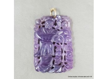 Chinese Carved Amethyst Figure Pendant 19th Century