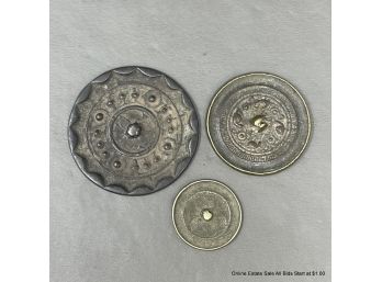 Three Small Chinese Bronze Mirrors Qing Or Earlier