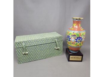 Chinese Cloisonne Vase On Stand