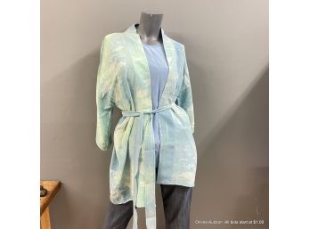 Katazome Dyed Silk Blouse And Wrap With Sea Turtle Design