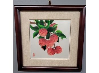Framed Chinese Embroidery Of A Lychee