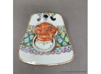 19th Century Chinese Porcelain Form With White Metal Bezel