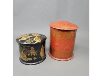 Lot Of Two Lidded Boxes, One Is Chinoiserie Circa 1880