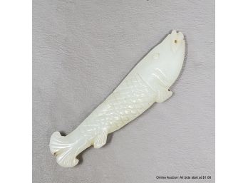 Chinese Pale Celadon Jade Fish Pendant 19th Century