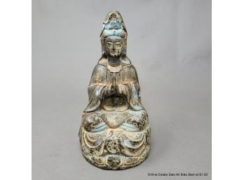 Chinese Bronze Guanyin 18th/19th Century Extensive Vert De Gris