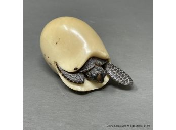Tagua Nut Hand Carved Turtle Hatching