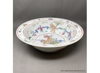 Chinese 19th Century Hand-painted Porcelain Basin Bowl (Local Pick Up Or UPS Store Ship Only)